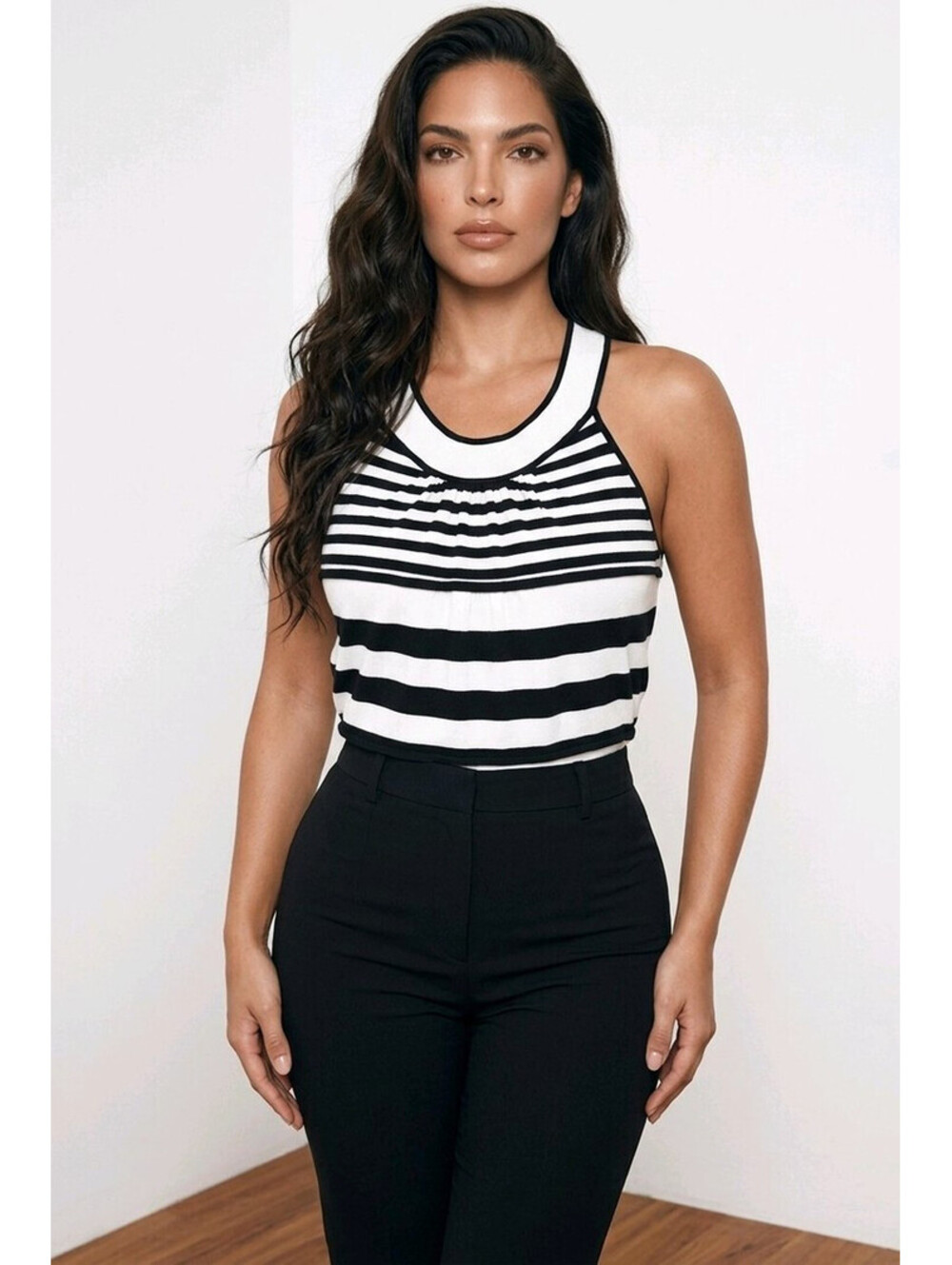 Madison Studio Striped Halter Knit Top sz Medium